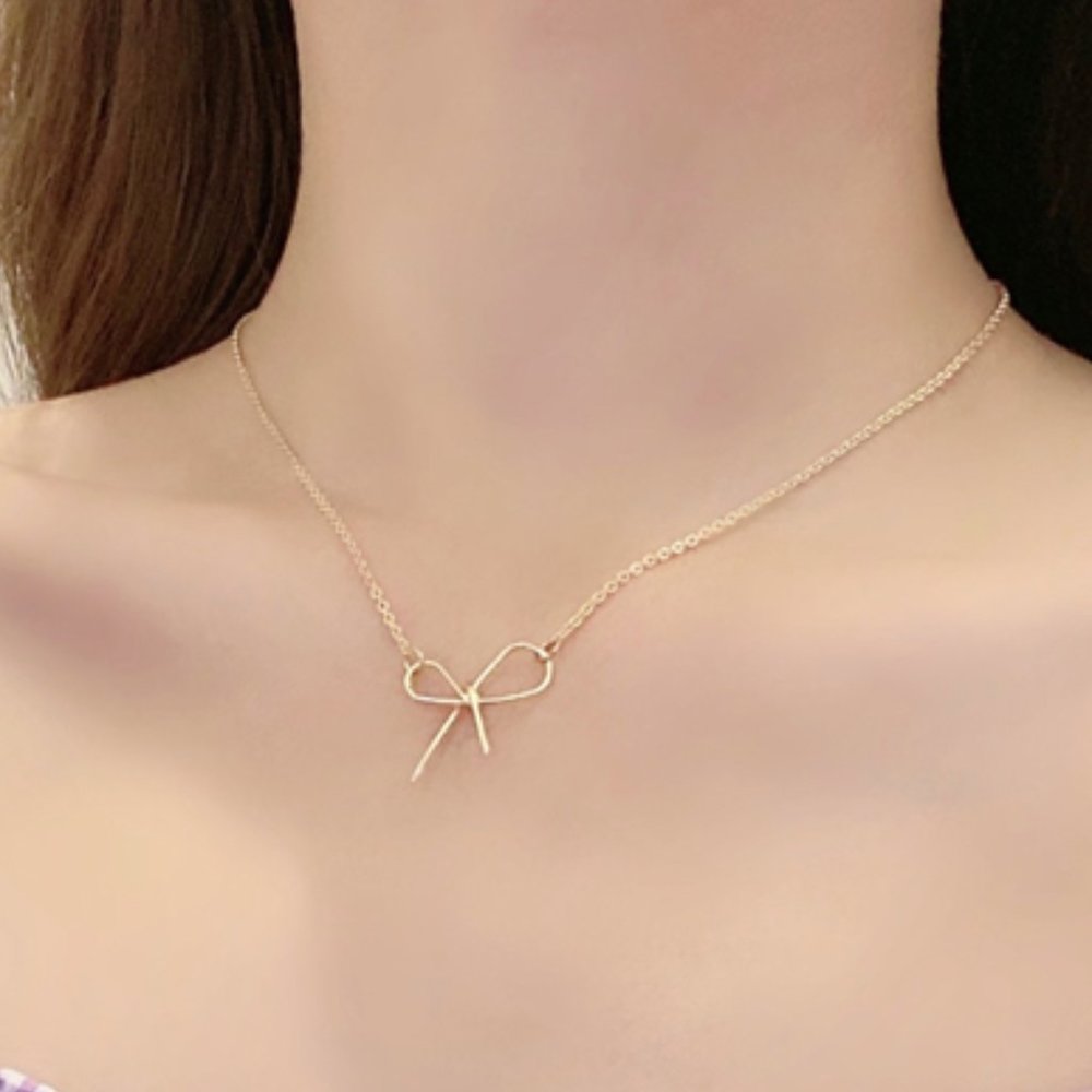 Minimalist Bow Necklace - Picture 3 of 7